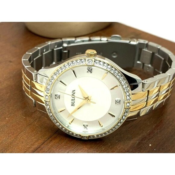 Bulova Women's Watch 98L273 Mother of Pearl Dial Two Tone Steel 32mm - Picture 8 of 13